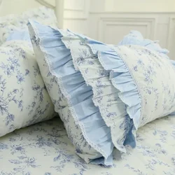 New luxury handmade pillow cover Ruffle cake lace body pillow cover Pure cotton pillowcase home bedding pillow sham Fresh print