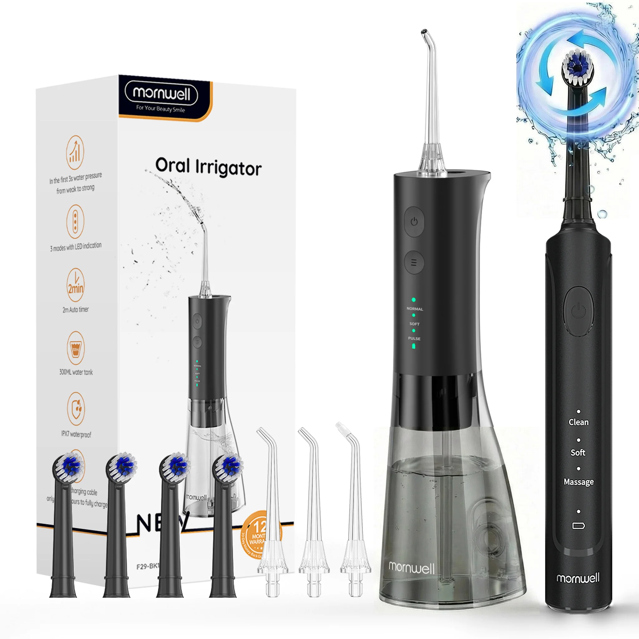 

Water flosser+Electric Toothbrush Combination Set 3-Speed Sonic Electric Toothbrush and Portable Water flosser, Super Waterproof