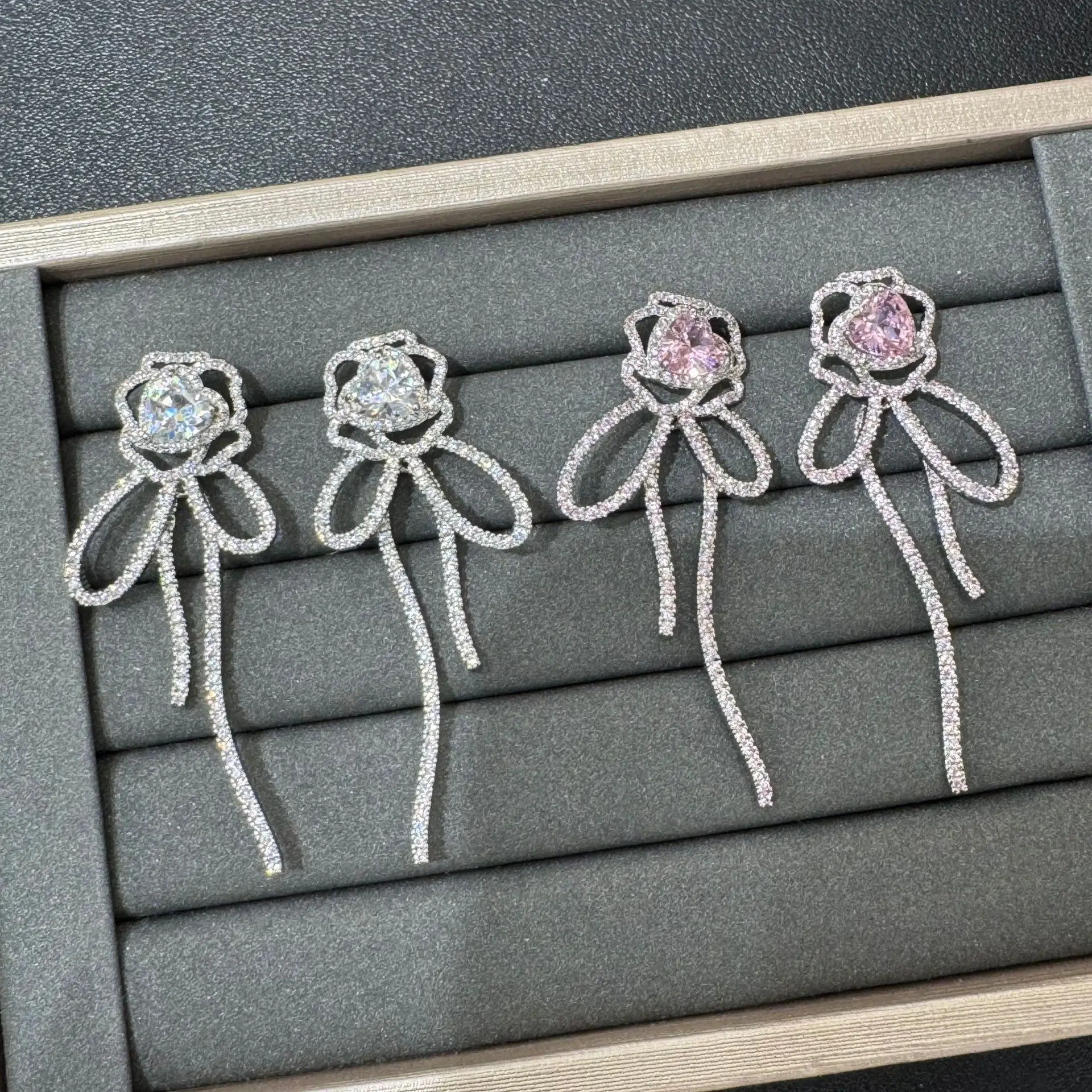 

Colorful Bowknot Tassel Earrings Micro-inlaid Zircon S925 Silver Pin New Jewelry Accessory