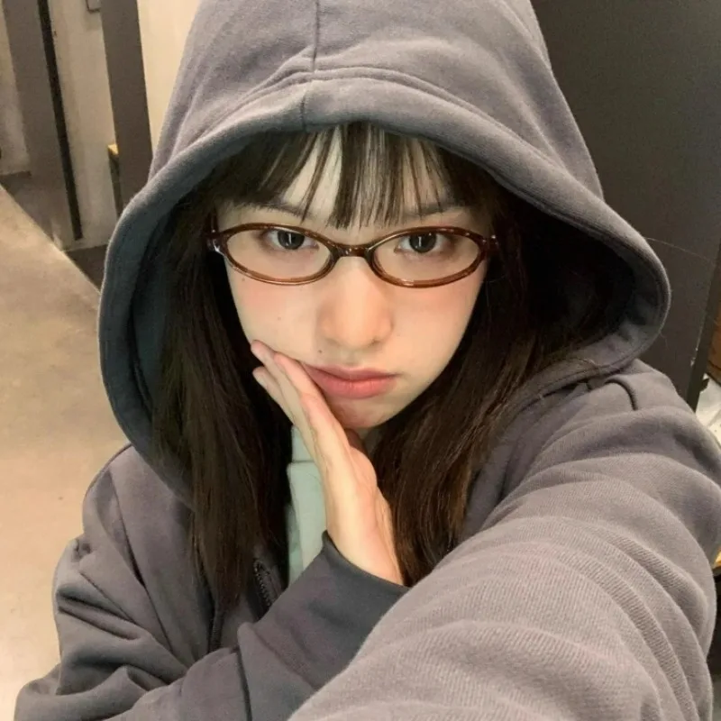 اليابانية خمر النظارات البيضاوية الصغيرة طالب الكمبيوتر النظارات Y2K لطيف الفتيات الذكية مكافحة نظارات الضوء الأزرق نظارات الزخرفية #4