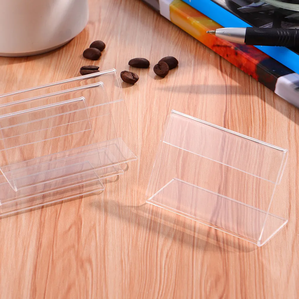 30Pcs Clear Acrylic L Shape Desk Sign Holder Horizontal Name Plate Display Stand for Office Store Counter Tabletop Business