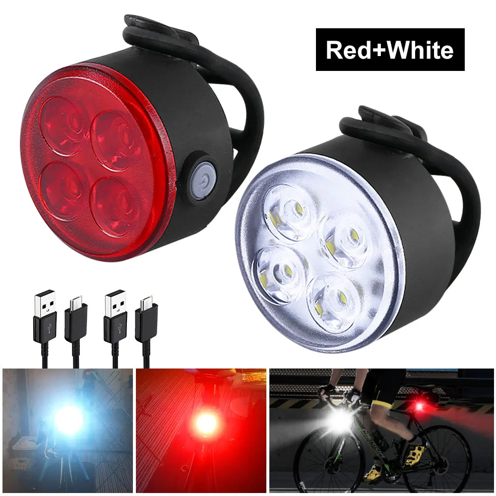 Waterproof Portable Mini Bike Lamp White Front Bicycle Light Red Warning Cycling Taillight MTB Rear Light Safety Night Riding