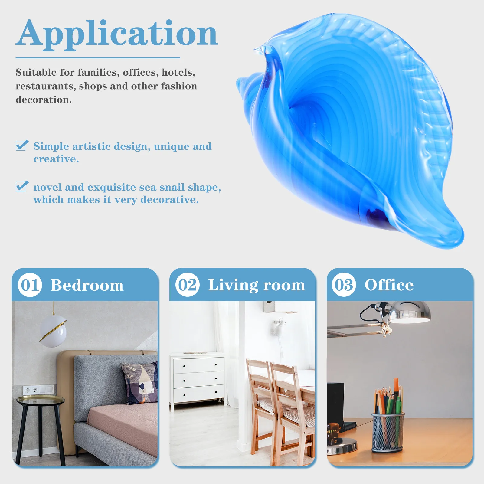 Decoration Glass Ornaments for Living Room Desktop Small Office Decorations Sea Snail Conch Figurines Home Ocean
