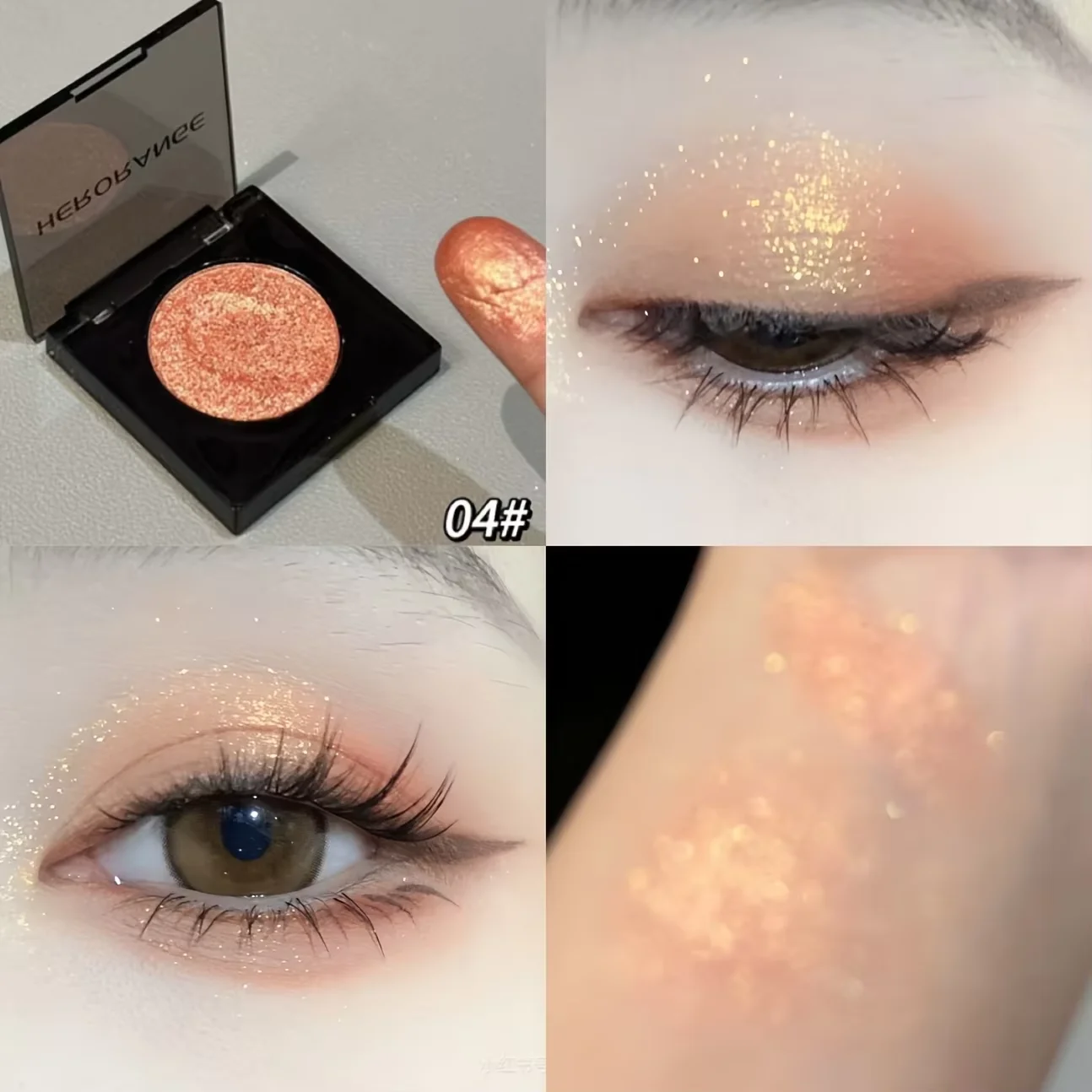Herorange 16 Color Eyeshadow Highlight Palette Matte Shimmer Orange Brown Pink Champagne Waterproof Portable Festival Mak