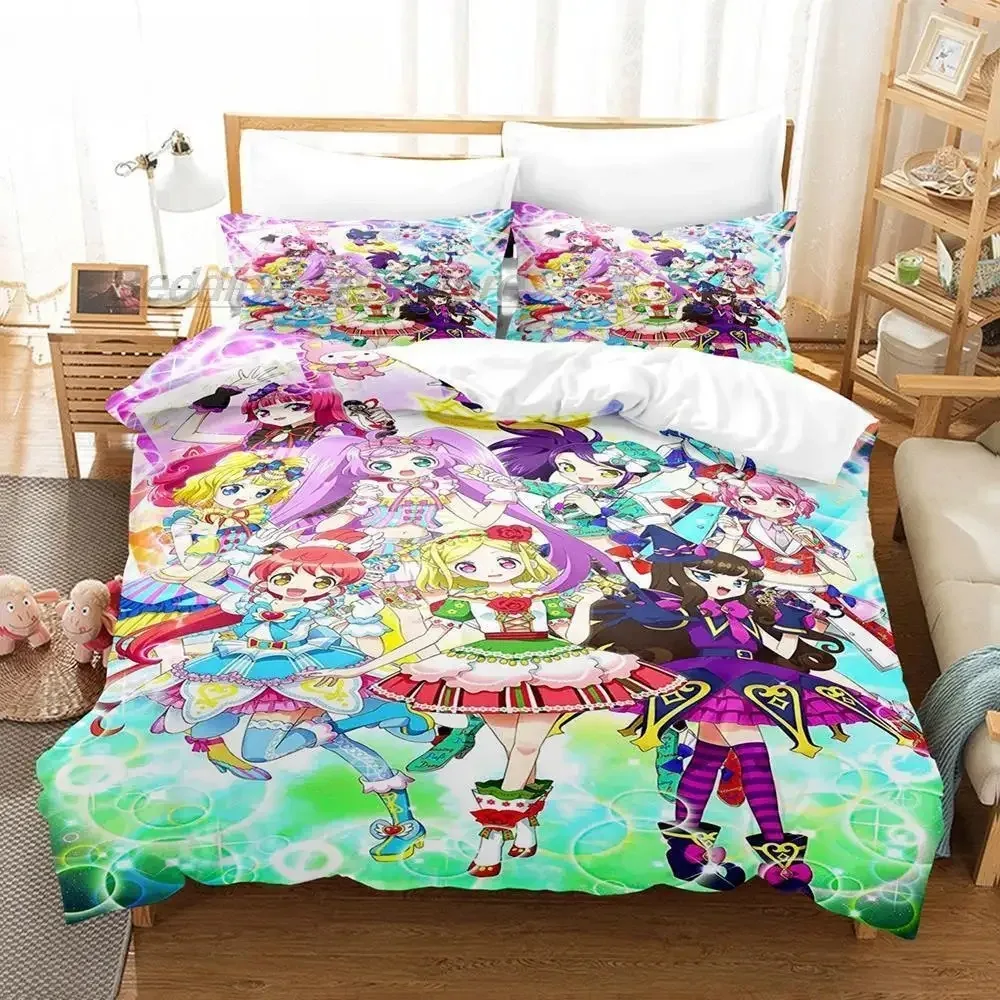 3D Kawaii Girls Idol Time Pripara Bedding Set Single Twin Full Queen King Size Bed Set Adult Kid Bedroom Anime bed sheet set