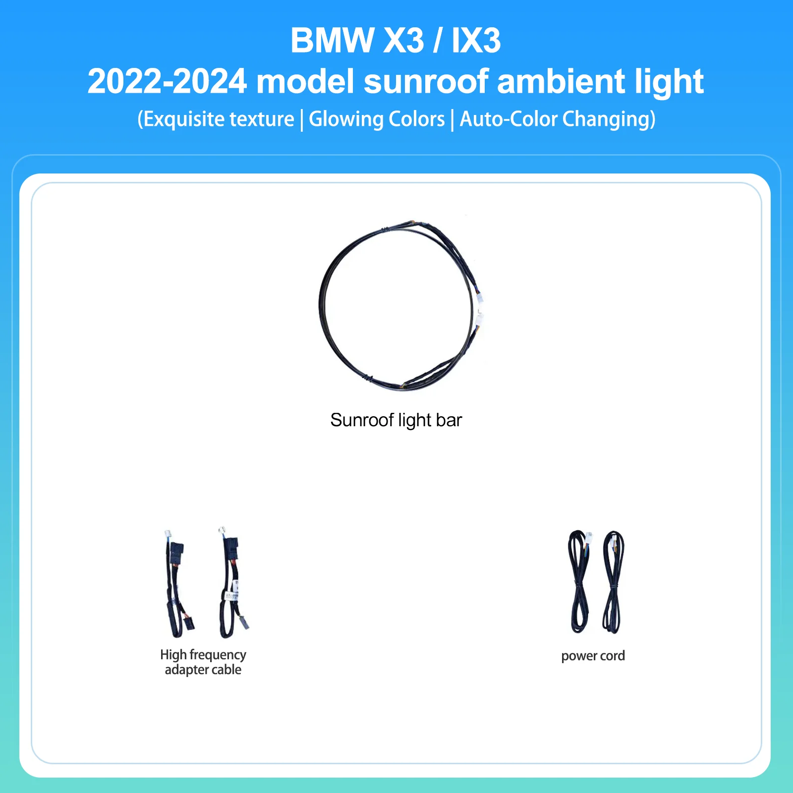 

Подсветка салона Ezonetronics для BMW X3 iX3 2018-2024, боковые светодиоды для панорамной крыши, синхронизация с оригинальным заводским протоколом, 11 цветов, Plug&Play