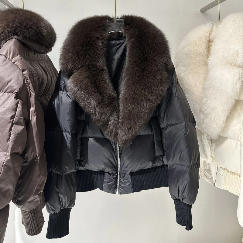 

Winter Women's Coats Collar Down Jacket Female Warm Thick Quilted Cotton Jacket White Duck Down Zipper Parker Outwear 2025