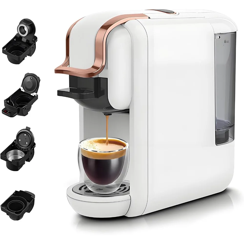 

4-in-1 Pods Coffee Maker 19Bar, Compact Design Fast Brew Hot/Cold Espresso Machine for K Cup Pods,Nes Original/DG Capsule and Gr