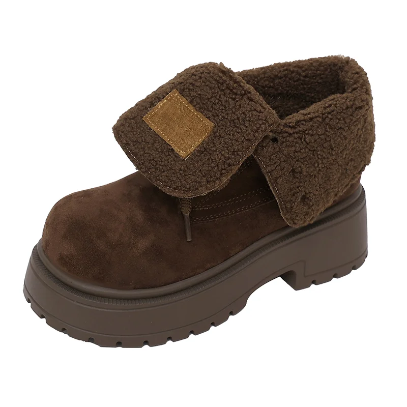 الفراء حذاء من الجلد المرأة عالية الكعب قصيرة أفخم أحذية قطنية دافئة 2025 موضة جديدة أحذية الثلوج الراحة الشتاء الدانتيل يصل Mujer بوتاس
