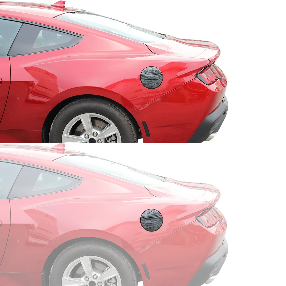 غطاء فتحة تعبئة زيت السيارة خزان الوقود الغاز استبدال غطاء الباب حامي الكسوة لفورد موستانج 2024 2025 + الملحقات الخارجية 1 حزمة