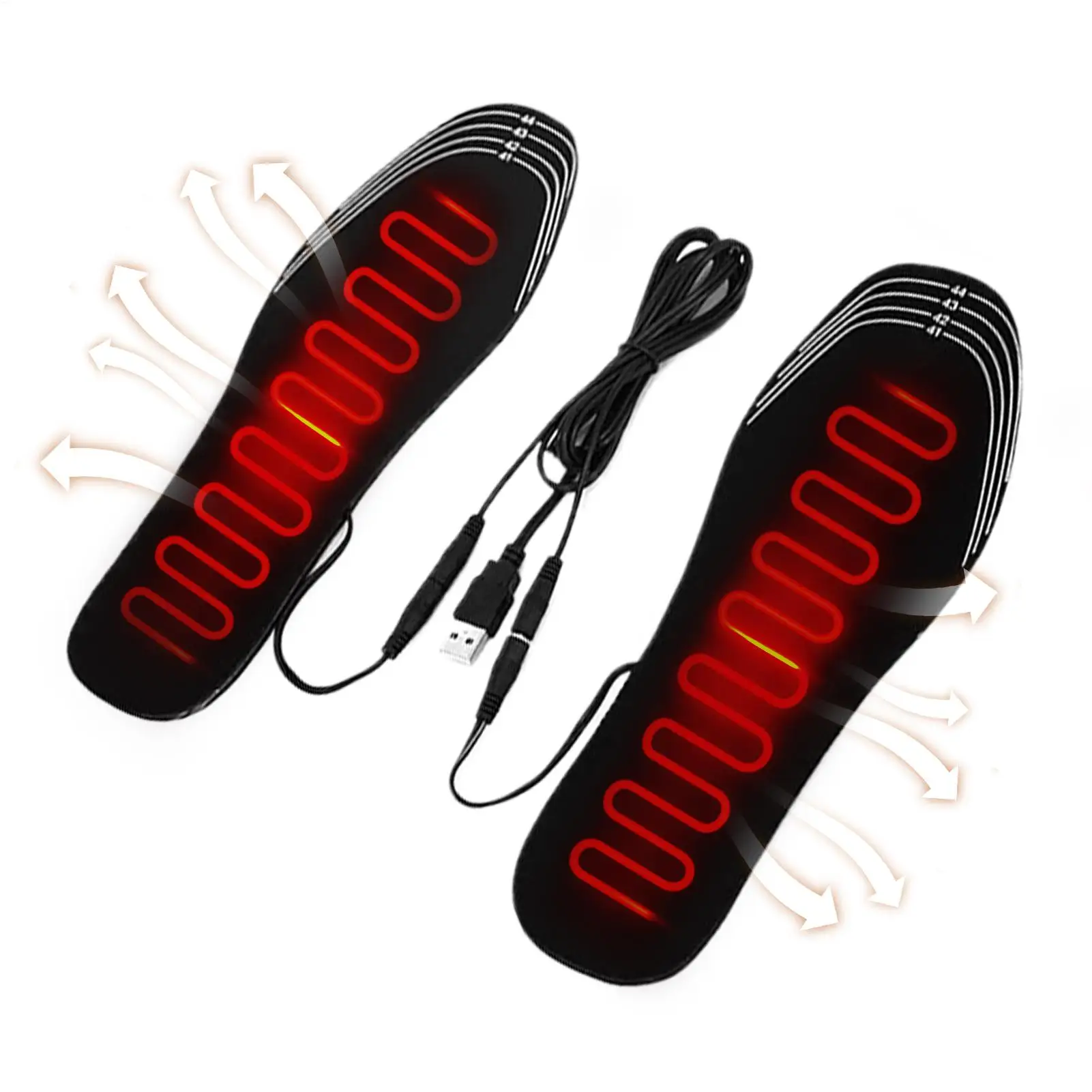 Plantillas de zapatos calentadas por USB, almohadilla eléctrica para calentar los pies, calentador de pies cortable, calentador de pies transpirable para esquiadores, caminantes, pescadores, esquí