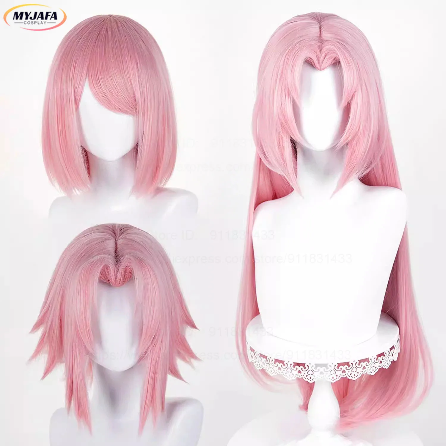 

Высококачественный парик для косплея Харуно Сакуры, три стиля, розовый, термостойкий, из синтетических волос, для Хэллоуина, аниме-парик + шапочка для парика