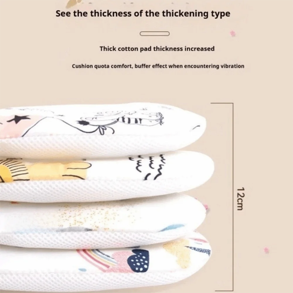 Universal Breathable Stroller Cushion Pad Thicken Cute Pattern Car Seat Insert Soft Cotton Pram Car Seat Mat Newborn Support