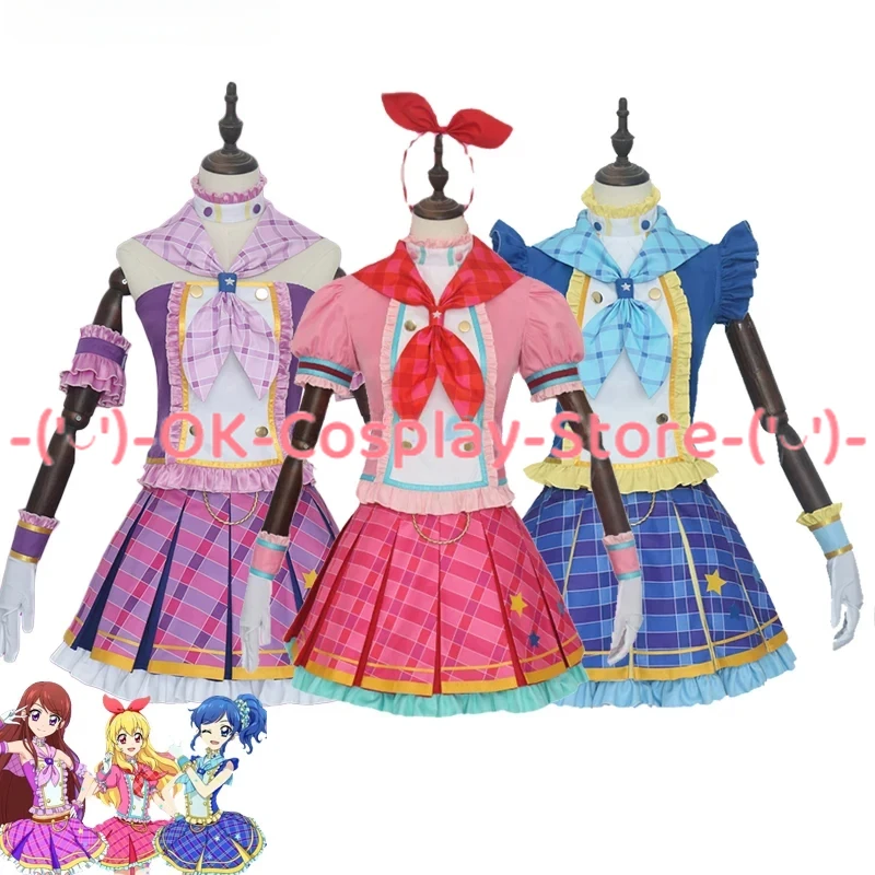 

Aikatsu Series Cosplay Costumes Hoshimiya Ichigo Kiriya Aoi Shibuki Ran Cosplay Dress Uniform Outfits Anime Suit Custom Made