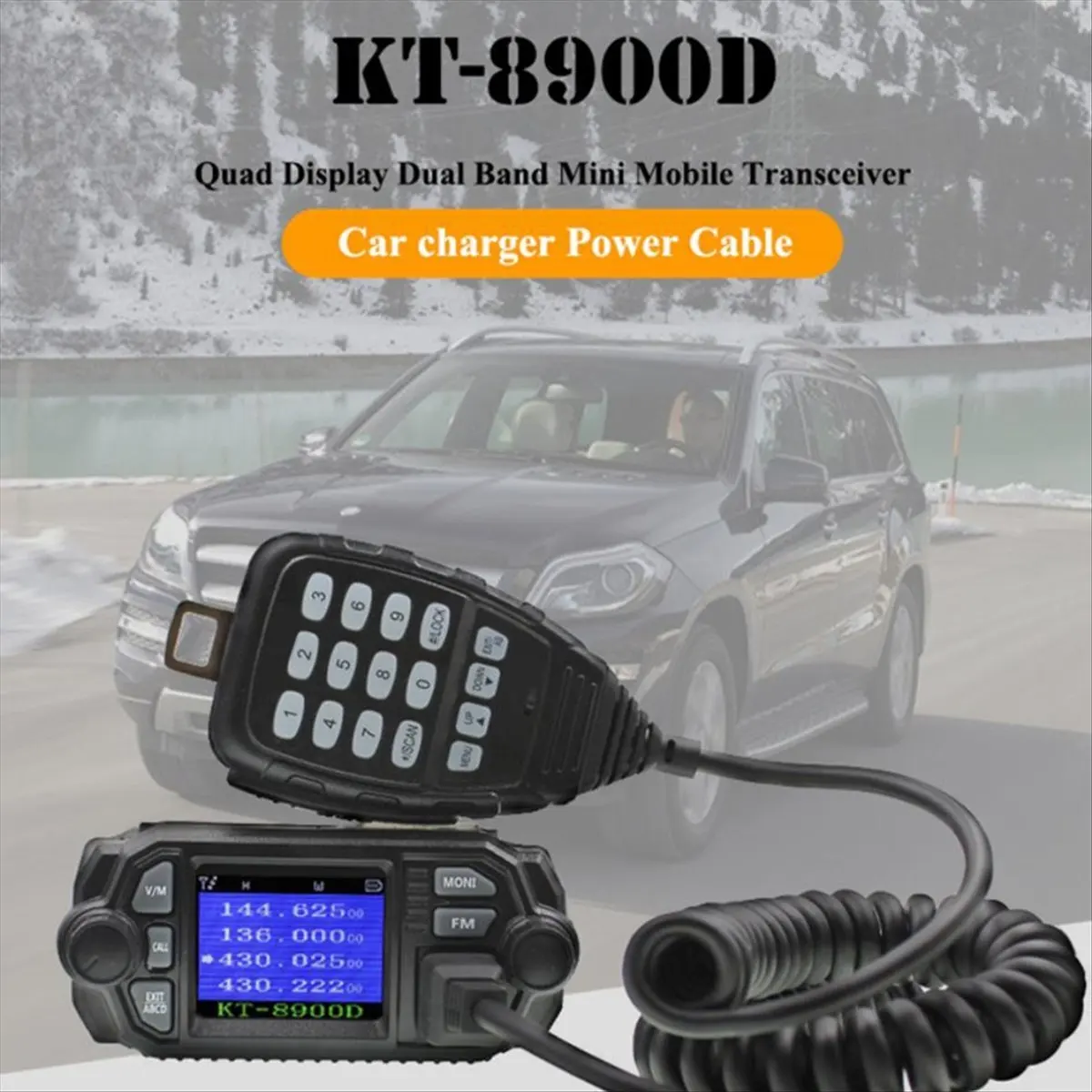 popop Top KT-8900D 25W Dual Band Quad Display 136-174and400-480MHz Large LCD Display Mobile Radio KT8900D(A)