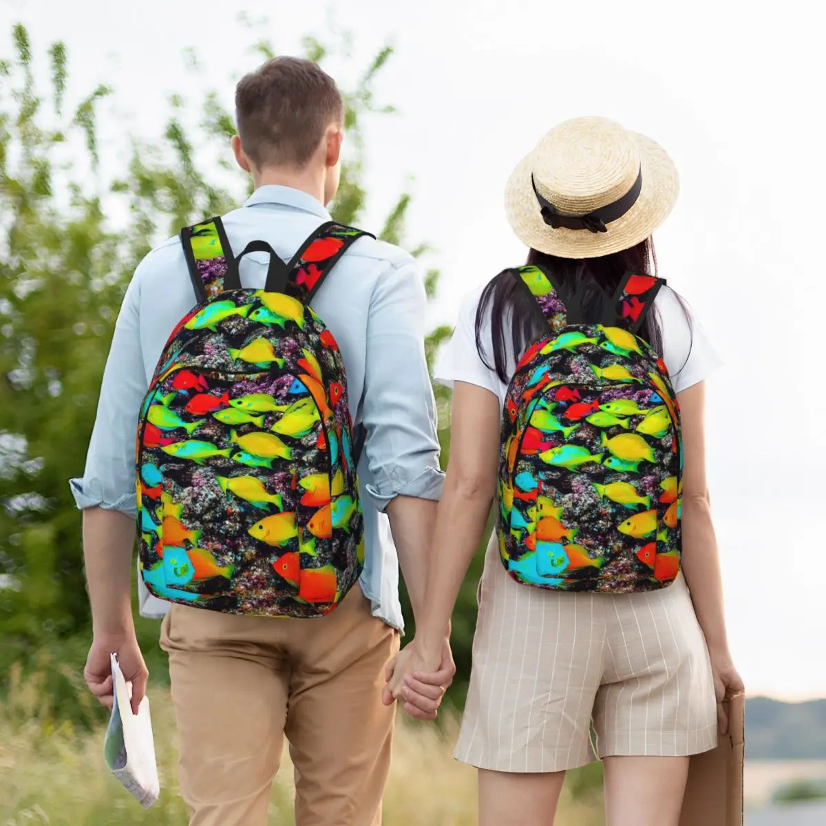 

Many Very Colourful Fish Backpack Student Boys Girls BookBag Children School Bag Laptop Shoulder Bags for Men Women