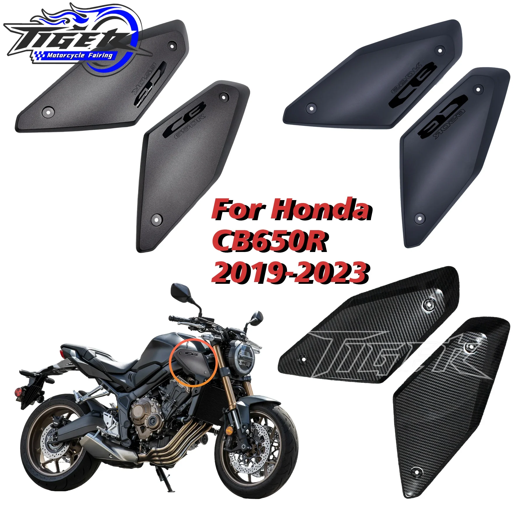 オートバイ-abs-サイドパネルフェアリングフレームカバーホンダ-cb650r-2019-2020-2021-20222-2023