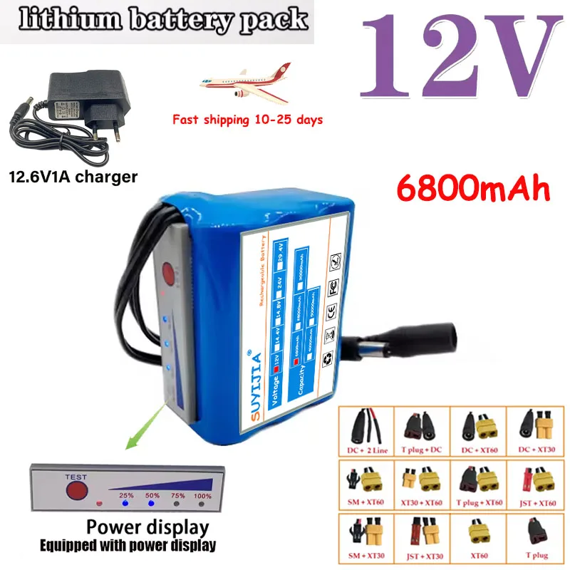 

Batterie Lithium-ion Rechargeable 18650 3S2P 12V 6800mAh, batterie de charge 12.6V + chargeur