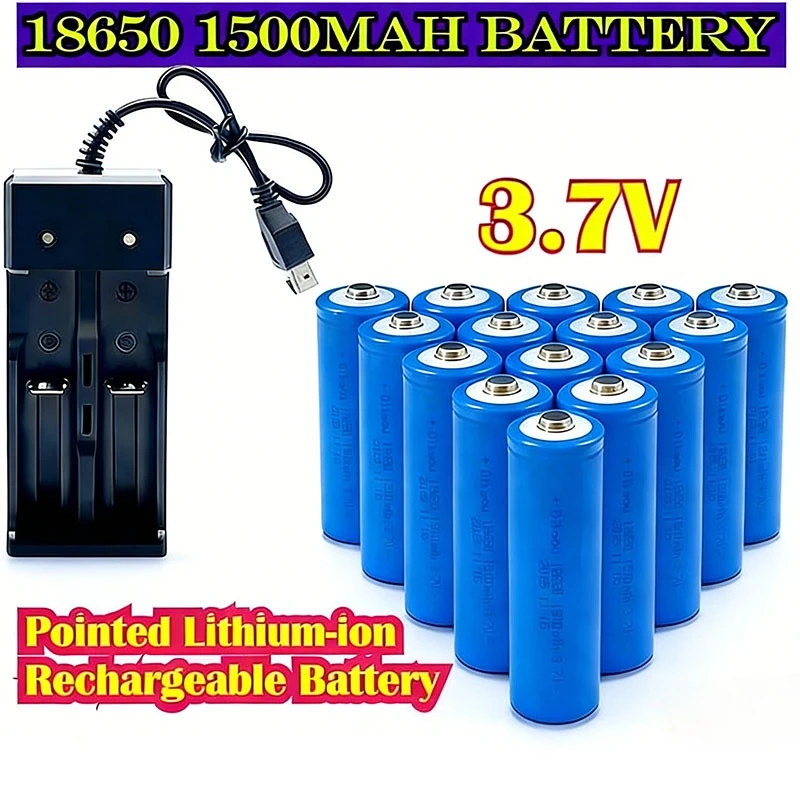 

New 18650 1500mah 3.7V Pointed Lithium-ion Rechargeable Battery Suitable for Bright Flashlight Mini Electric Fan Spare Battery