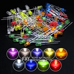 100PCS F3 LED Diode 3MM Assorted Kit White Green Red Blue Yellow Orange Pink Purple Warm White DIY kit Light Emitting Diode bxv