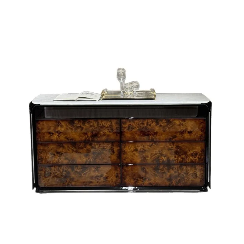 High-end burl piano lacquered sideboard cabinet Italian-style light luxury entryway cabinet for entryway storage