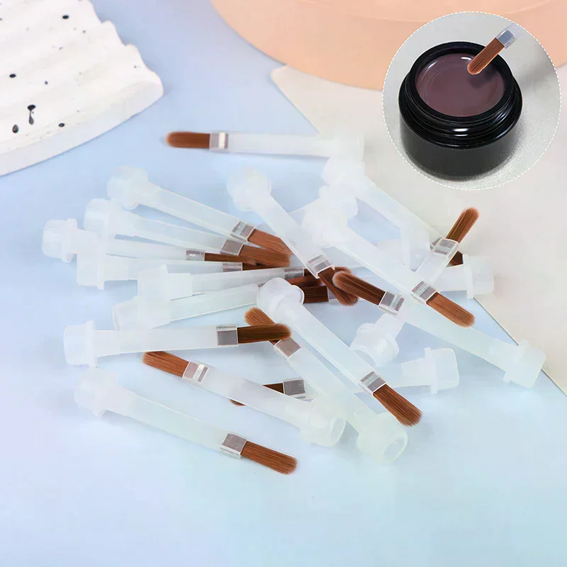 20PCS 5/10/20Pcs Disposable 5/10 For Manicure Salon Nail Polish Brush for 15Ml Nail Polish Bottle Replacement Brush Brown Hair
