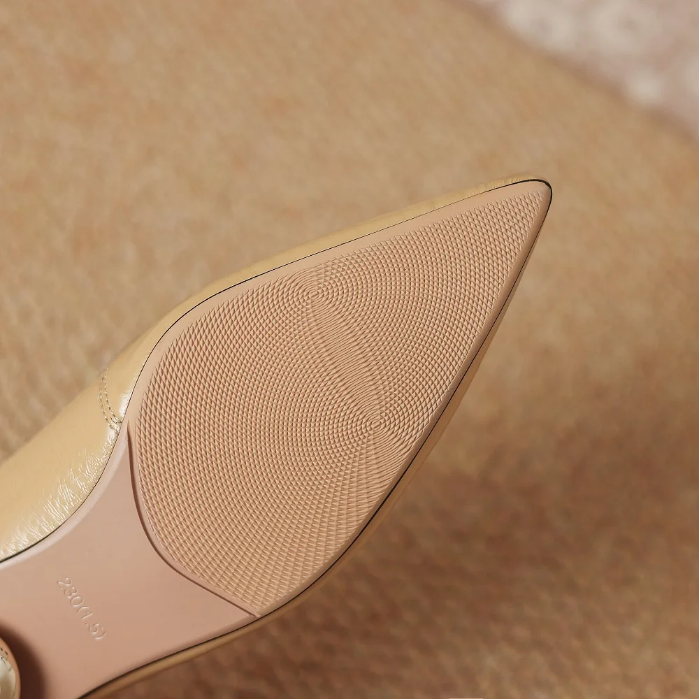 【JOCHEBED HU】Handmade Genuine Leather Women's Head Cover Half Slippers Folded Thick Heel Square Toe Old Style Shoes 34-40 view 6