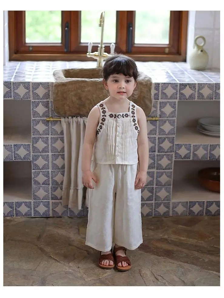 سترة + بنطال واسع الساق مكون من قطعتين ملابس أطفال على الطراز الكوري للأطفال الصغار #3