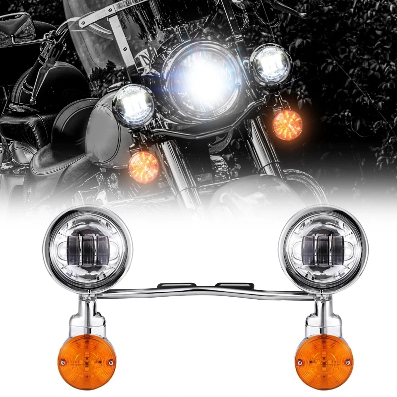 Motorcycle LED Driving Lights Turn Signal Lamp Fog Light Bar Kit Set For Harley Davidson/Honda/Suzuki/Kawasaki