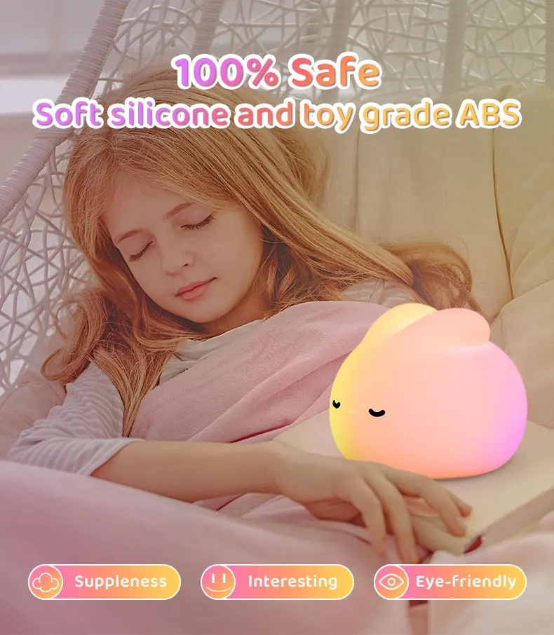 Silicone Night Light Usb Charging Soft Silicone Rabbit Night Light Bunny Rabbit Cute Nursery Lamp