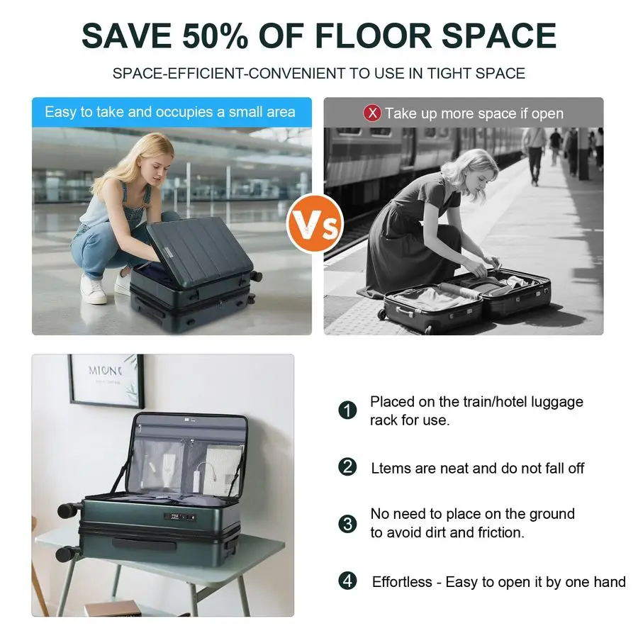 On Luggage with Spinner Wheels amp Builtin TSA Lock, Expandable Top Opening Hard Shell Suitcase Large Capacity Durable Rolling L