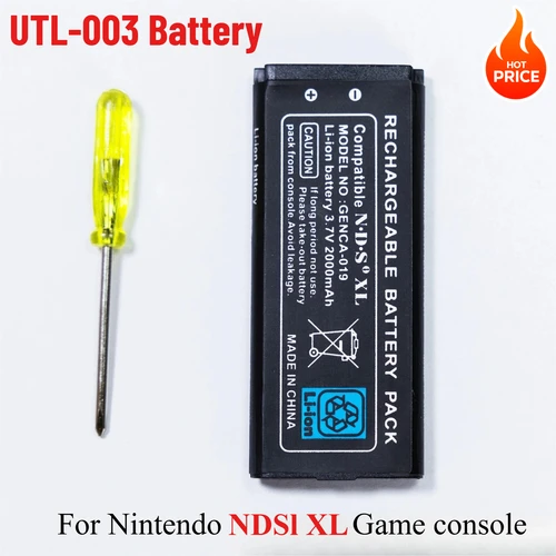 Imagen 1 del producto Batería recargable de repuesto para consola de juegos NdsI Xl, 3,7 V, 2000mAh, UTL-003, baterías NDS XL para consola de juegos Nintendo Ndsixl
