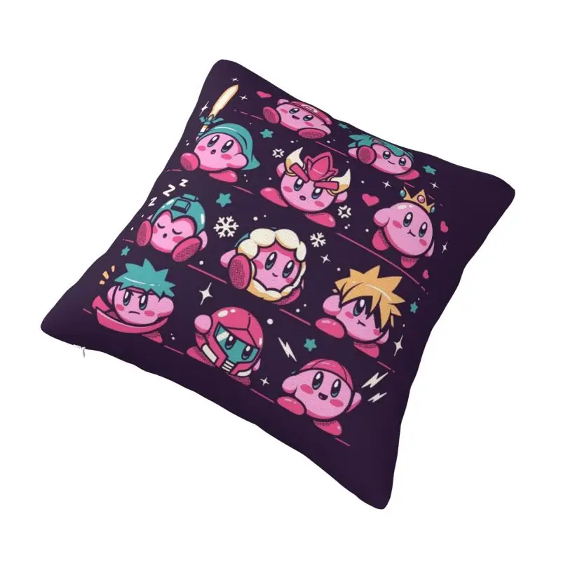 Custom Nordic Kirbys Cartoon Game Cushion Cover for Sofa Velvet Pillow Case view 2