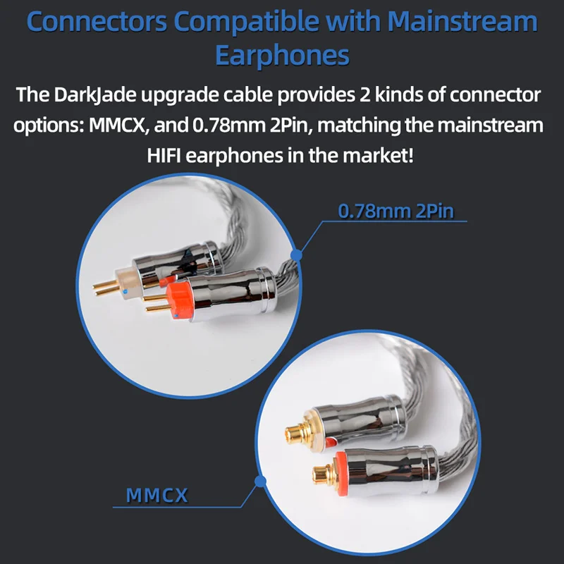 NiceHCK DarkJade 8 Sợi Graphen Mạ Bạc OCC Tai Nghe Cáp Litz Cord 3.5/2.5/4.4Mm MMCX/0.78mm 2Pin Cho MK3 Bãi Đáp A7 KXXS CIEM