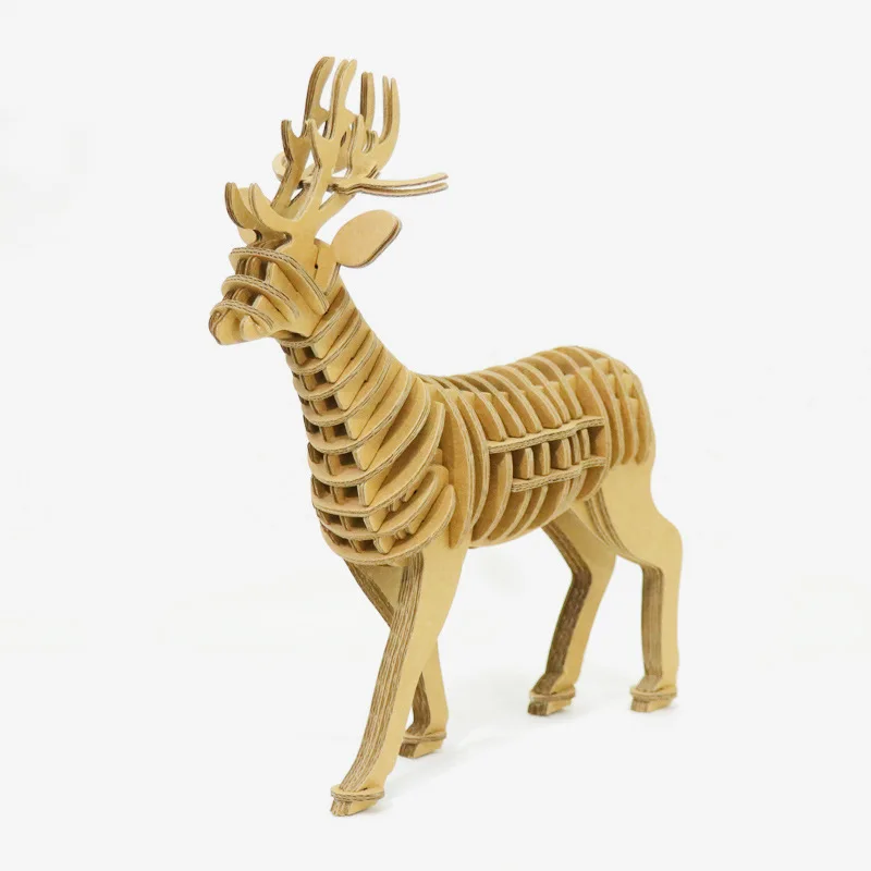 Card Model Building Sets Sika Deer DIY Animal Assembly Paper Crafts Educational Cognitive 3D Perceptual Structure Assembly