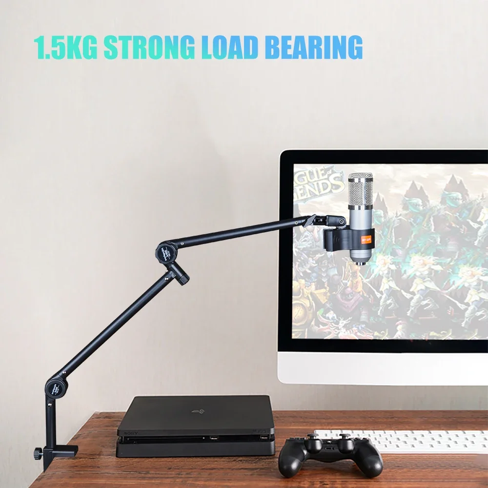 ذراع ميكروفون منخفض المستوى 360 °   حامل ميكروفون بذراع ميكروفون قابل للدوران لـ Blue Yeti HyperX QuadCast AT2020 حامل مكتبي مع مشبك ميكروفون