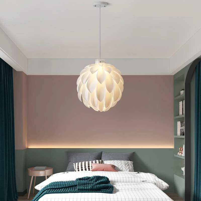 Modern Cream wind LED Pendant Light Living Room Bedroom Kitchen Bar counter  Indoor Home Decor Feather Hanging Light Fish scale