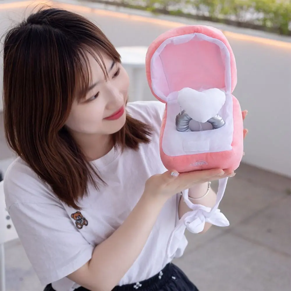 1pc Interesting Plush Ring Love Box Pink Soft Plush Diamond Ring Oversized Surprise Box Festivals