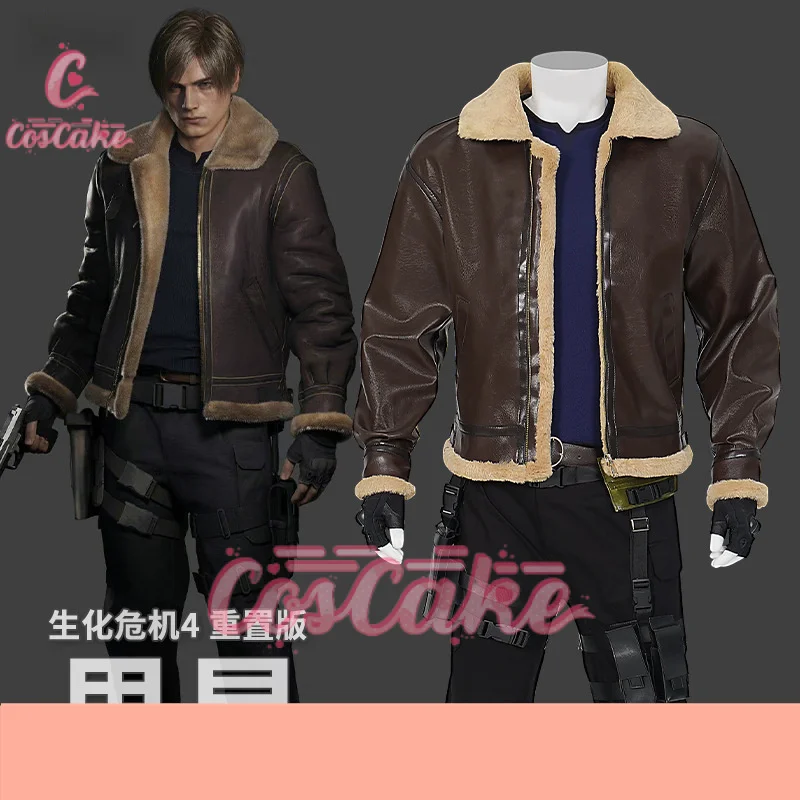 

Leon Cosplay Costume Wesker Pants Evil 4 Remake Game Carnival Party Scott Kennedy Secret Service Suit For Adult Men