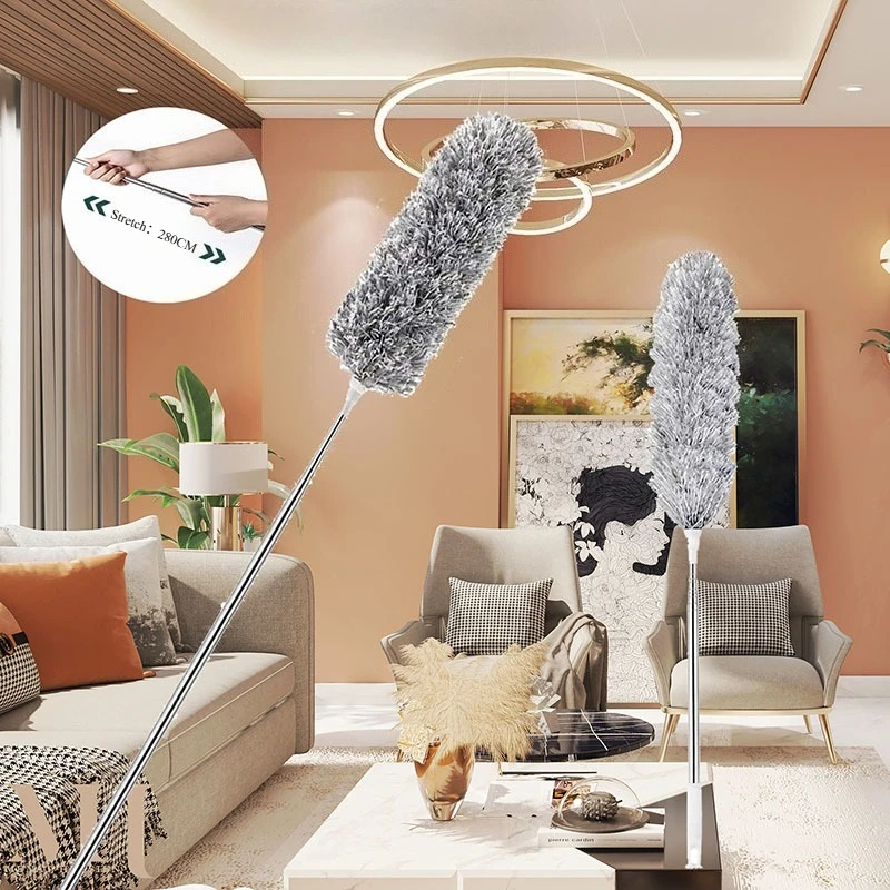 Electrostatic Extension Duster, 2.8M Long Reach Dusting Tool for Spider Web & Ceiling, Washable & Reusable Home Cleaner