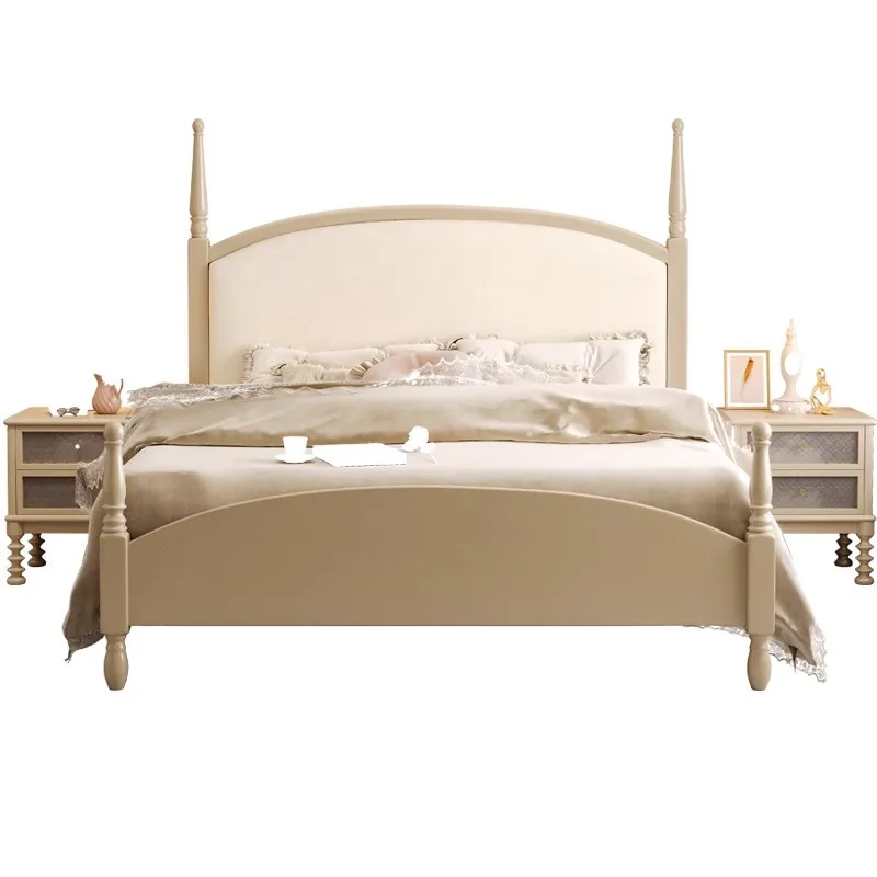

Light French solid wood, double bed, soft wedding , high-end furniture