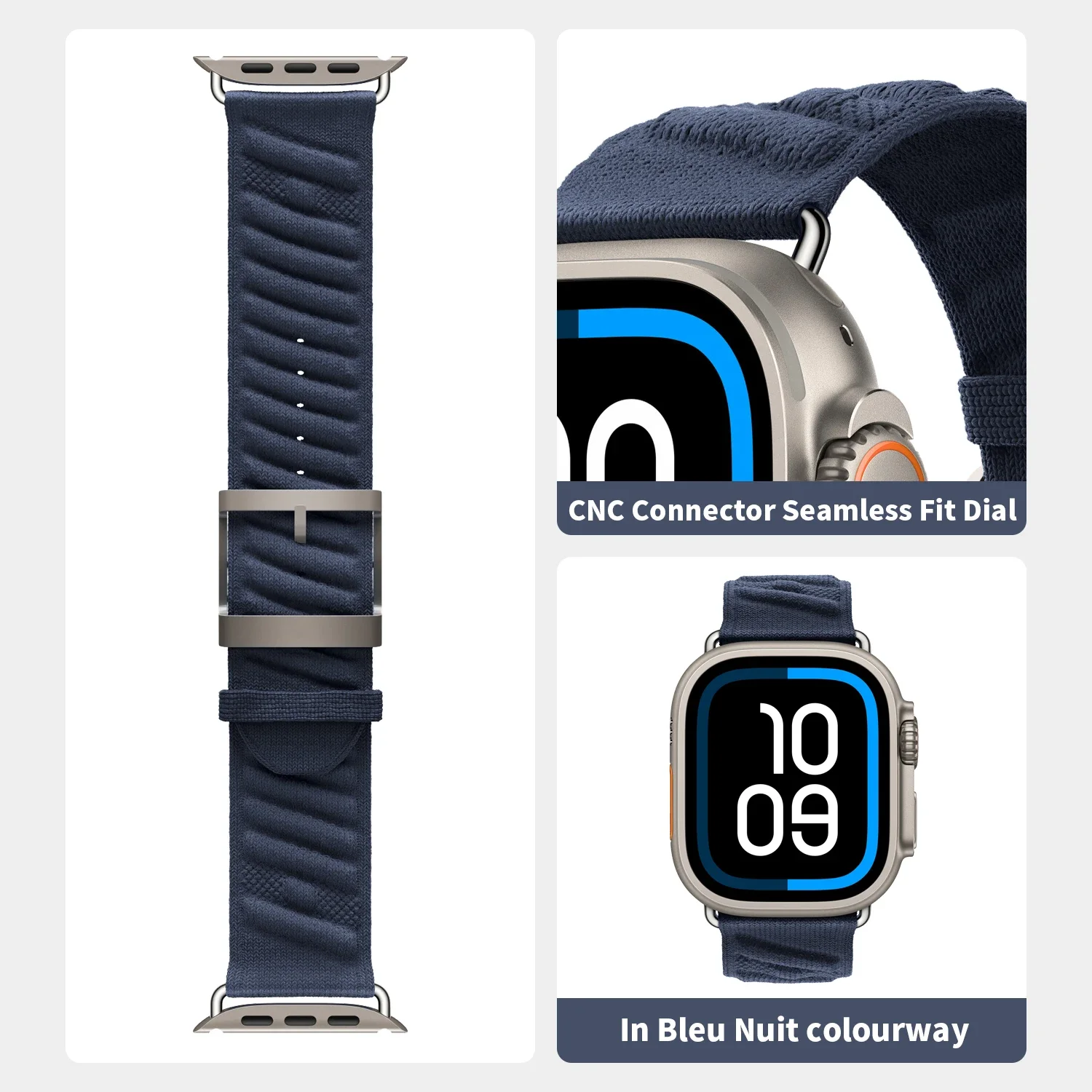 Kebitt hebilla de titanio En Mer Bleu Nuit Single Tour Iwatch Band para Apple Watch Ultra2 10 9 8 7 6 Correa 46MM 45mm 49MM