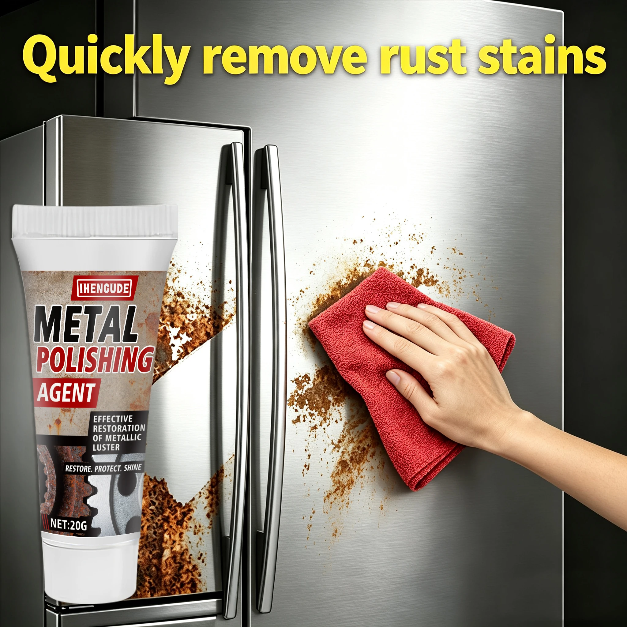 Metal Rust Removal and Anti-Rust Paste Uses a Powerful and Fast-Acting Metal Protection Formula, Which Can Form a Long-Lasting Anti-Rust Barrier for Refrigerators, Sinks, Scissors, and Various Metal Surfaces