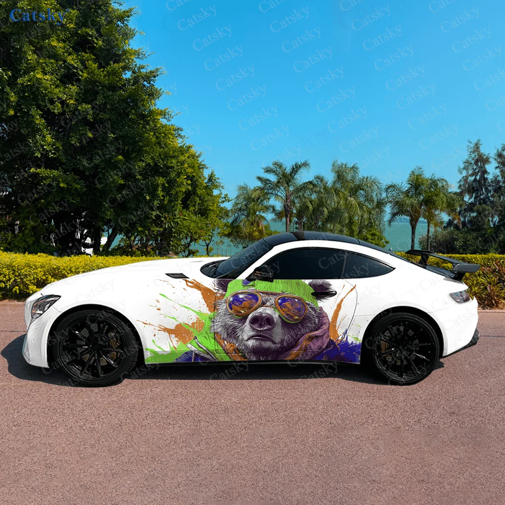 

Красочный медведь, уникальная боковая наклейка для автомобиля, водонепроницаемая, устойчивая к царапинам наклейка из ПВХ, защита автомобиля, автоаксессуары в подарок