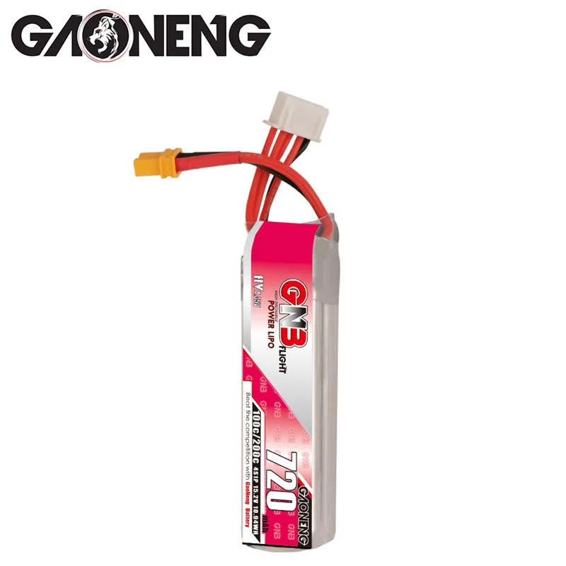 GAONENG GNB 720mAh 4S 15.2V HV Lipo Battery MAX 100C/200C for RC Tinywhoop FPV Frame Kit Racing DRONE With  XT30U-F Plug