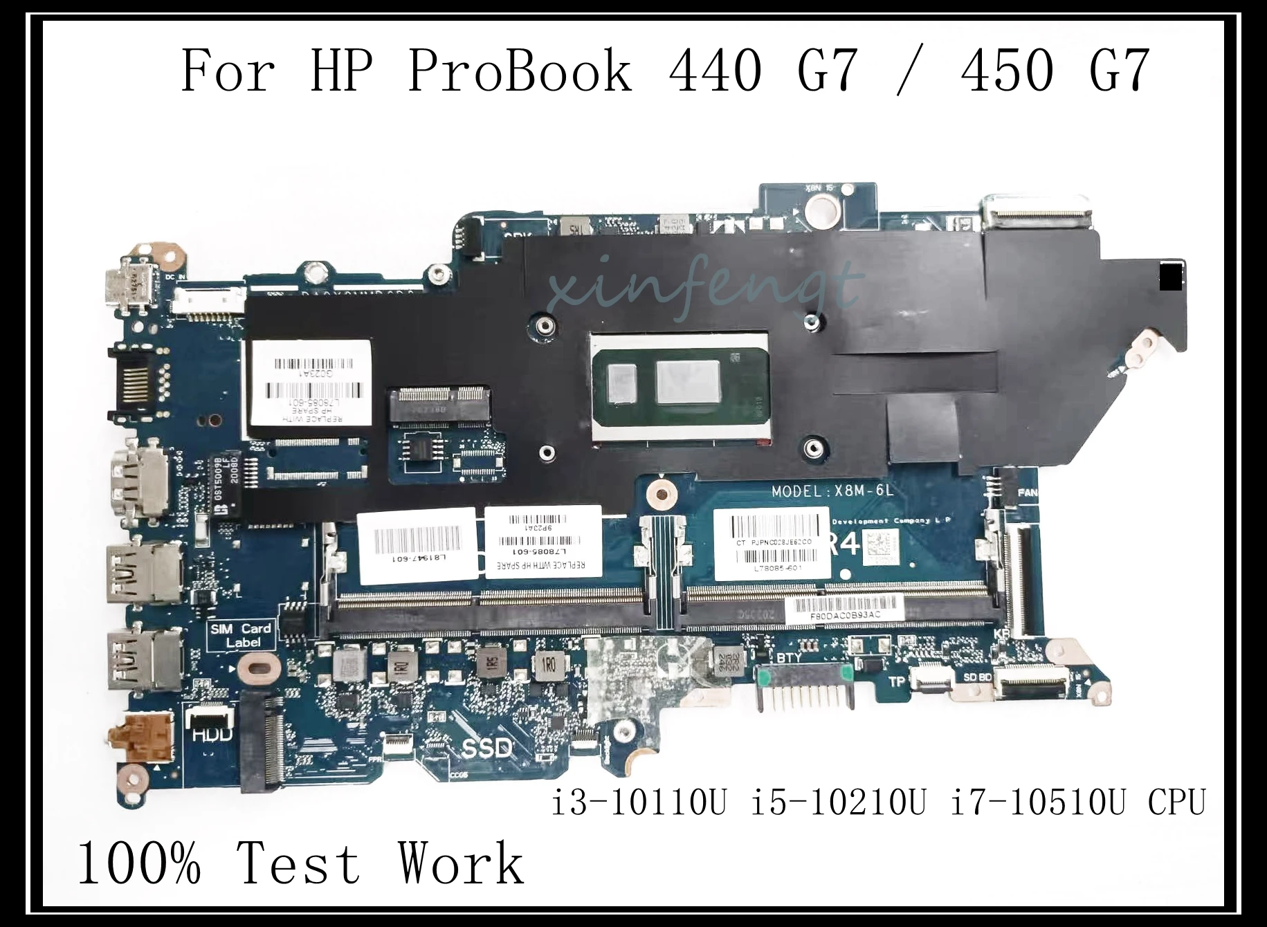 For HP ProBook 440 G7 450 G7 Laptop Motherboard DA0X8MMB6D0 DDR4 UMA With I3 I5 I7 10th Gen CPU 100% Test Work