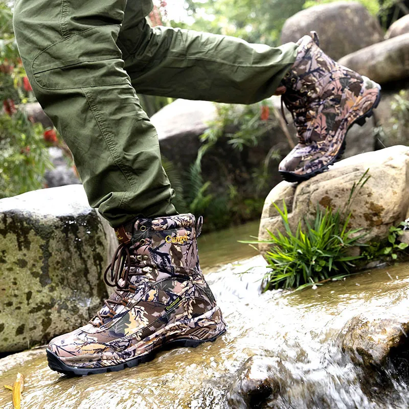 High-Tops Boots Popular Antisplash Anti Slip Hunting Mountaineering Men\'s Shoes Outdoor Trekking Training Bionic Sneakers