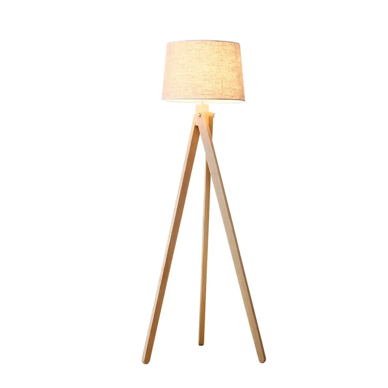 

Log Nordic style floor triangular wooden station table lamp tripod living room sitting bedroom vertical creativit