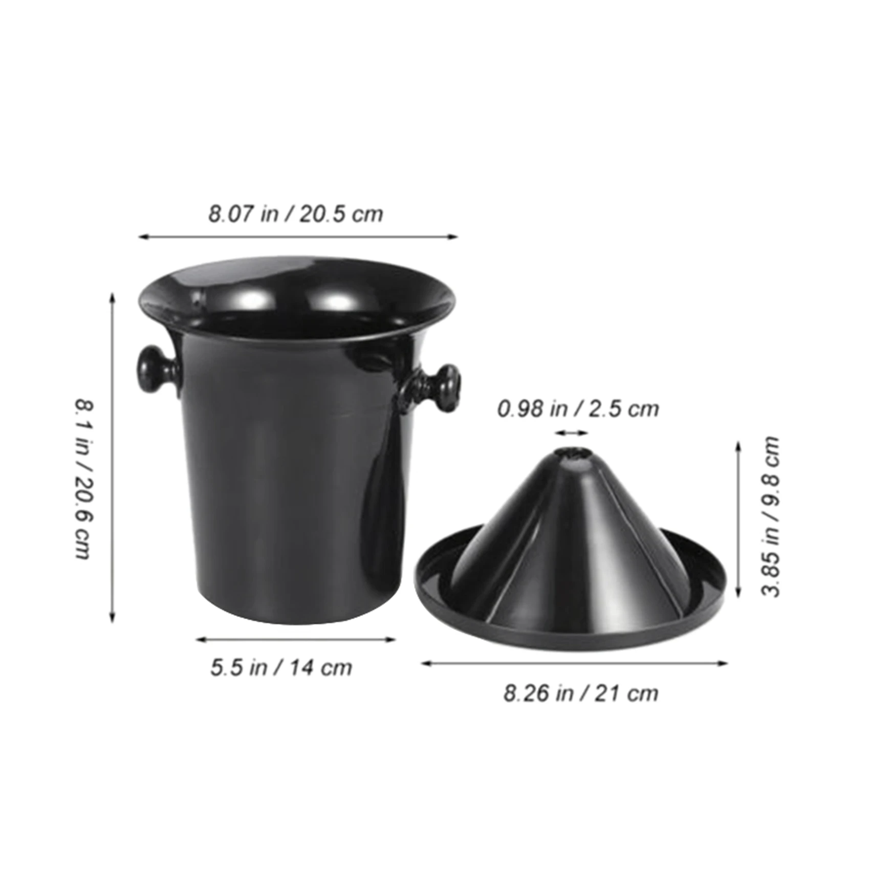 2X Wine Dump Black Plastic Wine Spittoon - Standard Size with Black Funnel Champagne Bucket