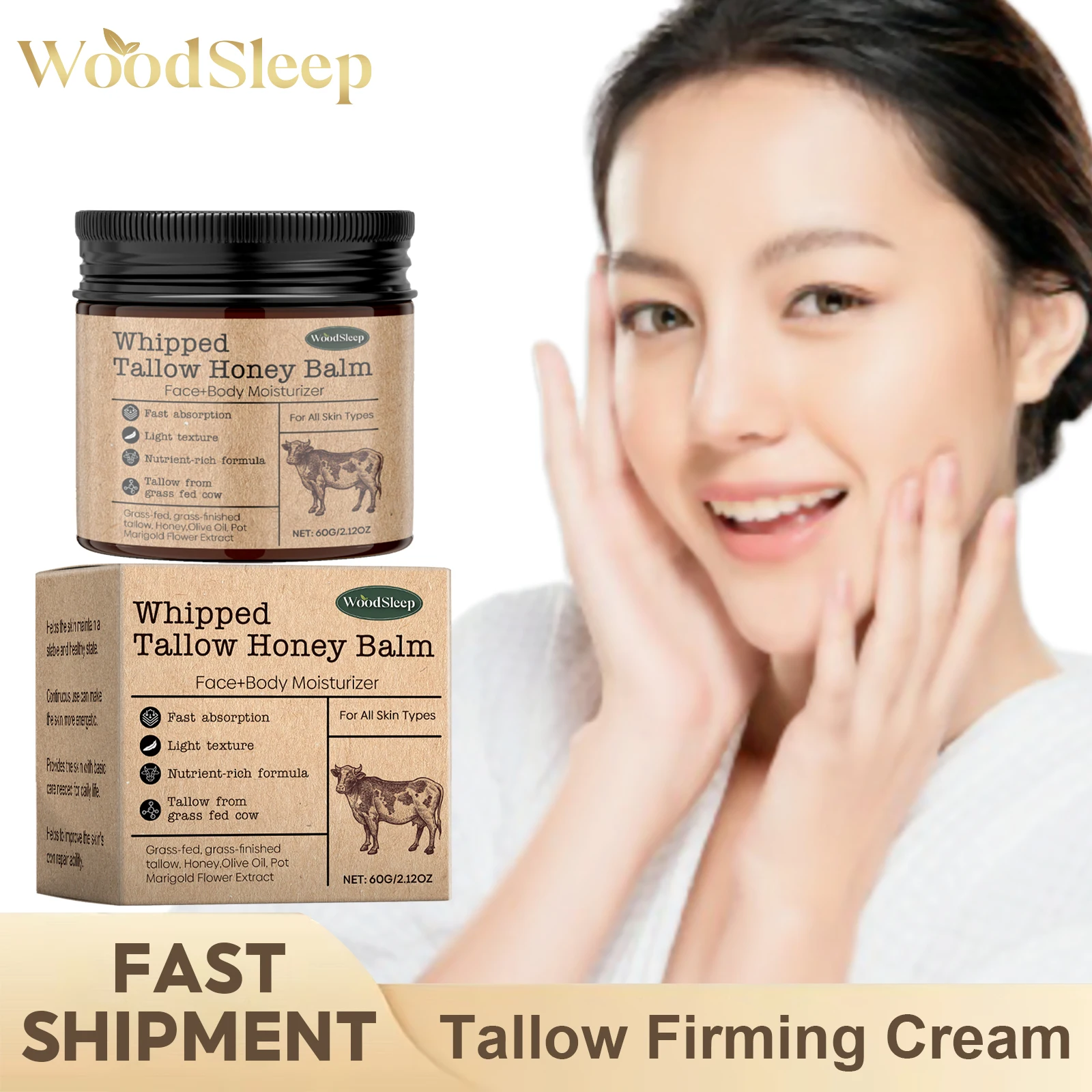 Whipped Beef Tallow Cream Face Body Moisturizer Reduce Wrinkle Increase Elasticity Skin Deep Nourishing Firming Anti Aging Cream
